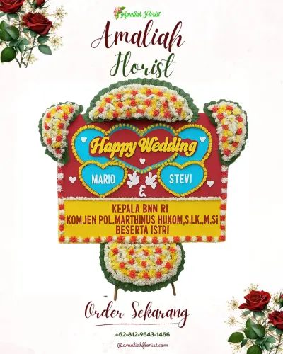 Karangan Papan Bunga Pernikahan di Kasturian